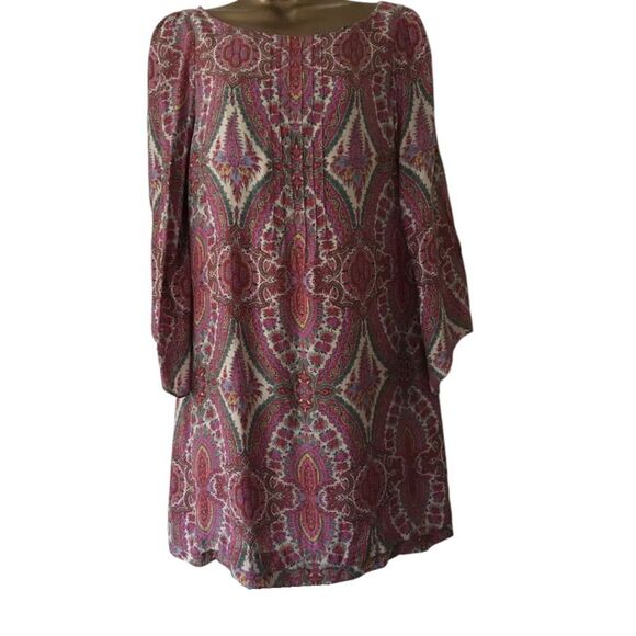 Zara 💯 Silk Colorful Floral Patterned Shift Dress Size M - Picture 2 of 16